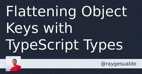 One of the common usages of object-object mapping is to take a complex object model and flatten it to a simpler model. . Typescript flatten object